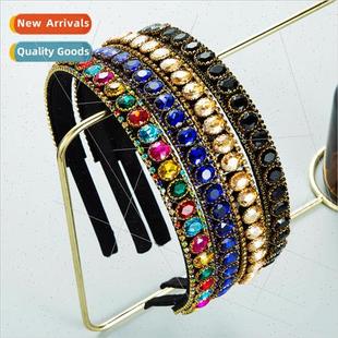 oval glass retro band fine simple Korea fashion Hair diamond