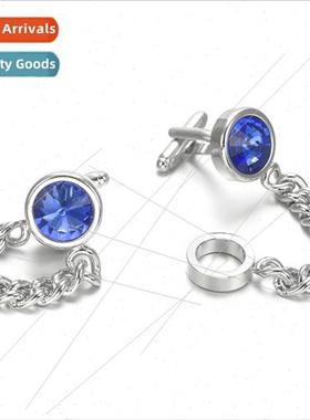 French Shirt Cufflinks Blue Crystal Cufflinks Chain Cuffs Co