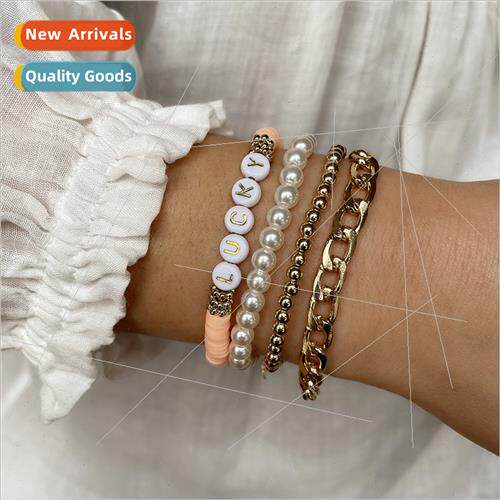 New handmade jewelry pearl letters lucky Europe soft ceramic