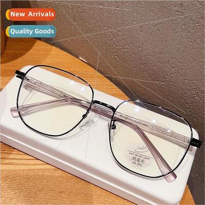 Square round face myopia glasses female can be equipped degr