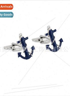 Blue Anchor Metal Cufflinks Blue Cufflinks Personalized Anch