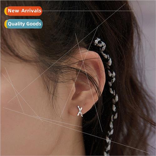 Intertwined X-shaped symbol earrings small new tide round sm