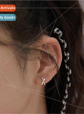 Intertwined X-shaped symbol earrings small new tide round sm