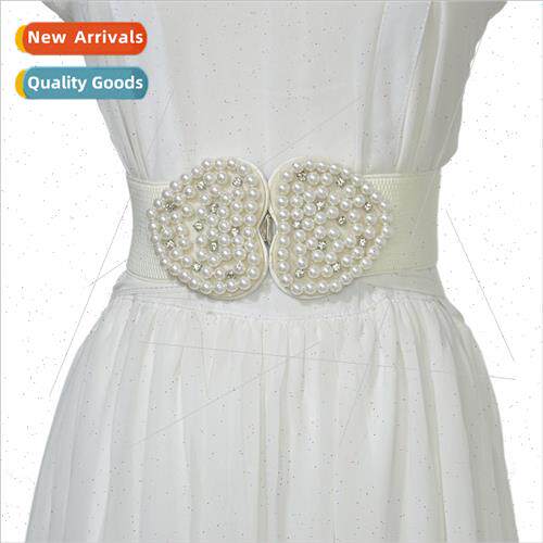 Autumn winter fashion sweet pearl belt elastic wide belt fem