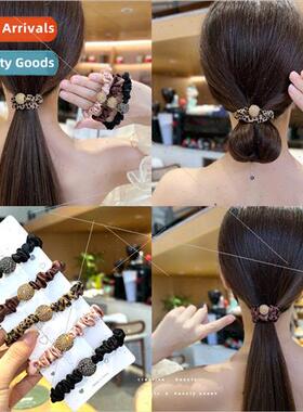 Spring round ball rhinestone large intestine hair circle lea