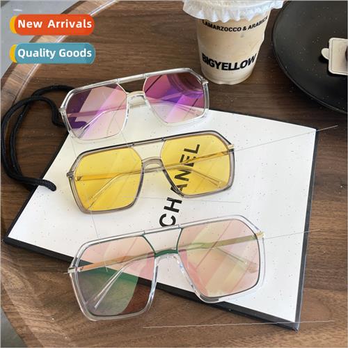 Korea ins glasses tide large frame square yellow night visio