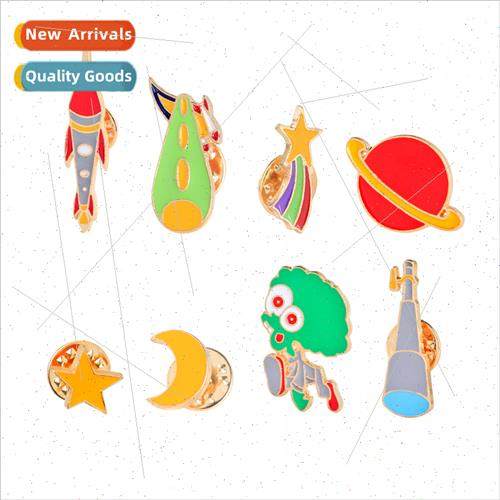 Europe new cartoon set brooches stars moon brooch aliens ast - 实物图