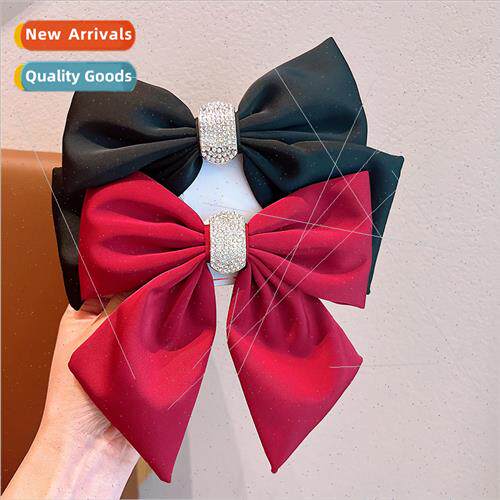 Satin bow hair clips wh diamond back head spring clip French