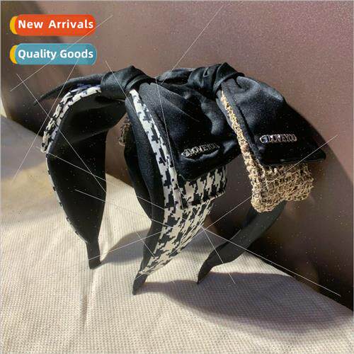 Ins simple bow hair band female Korea wide edge hair card ha