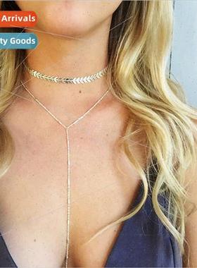 Europe Personalized Jewelry Multi-layer Golden Fishbone Neck