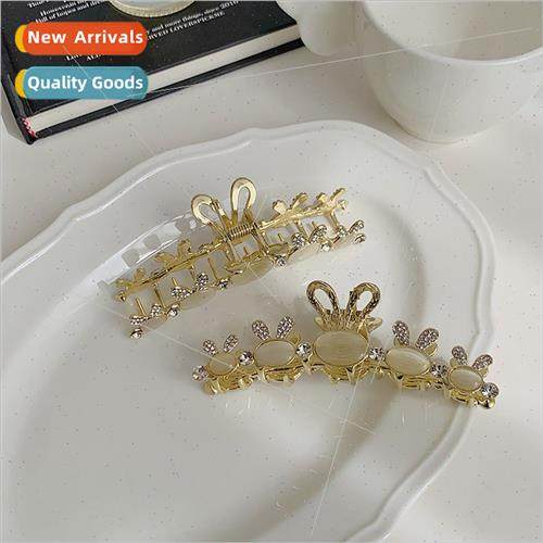 ins rabb ear hair clips metal large shark clip diamond encru