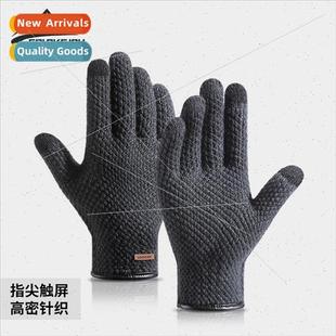 gloves mens touch warm scr camel knted faux Winter thickened
