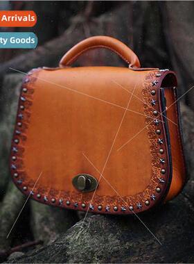 New spring  carved fashion handheld leather retro women bag