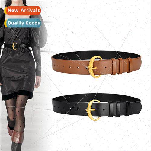 Belt ladies leather belt nch coat long skirt pin buckle cowh