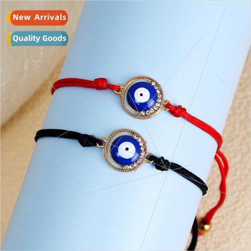 Europe new gold wh diamonds devil eye rudder braided bracele