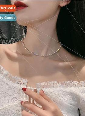 Korea ins niche fashion female pearl lockbone chain necklace