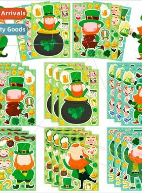 6pcs/pack St. Patricks Puzzle Stickers Parent-Child Interact