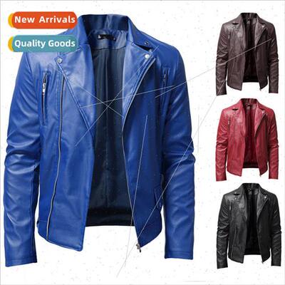 2023 fall new Uned States men PU leather jacket male collar