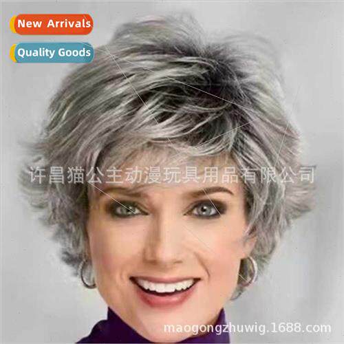 Europe whe wigs synthetic fiber high temperature silk gray d