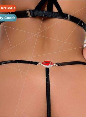 MW3127 Europe waist chain rhinestone inlaid red lips pattern