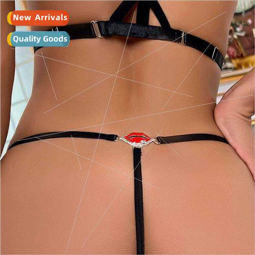 MW3127 Europe waist chain rhinestone inlaid red lips pattern