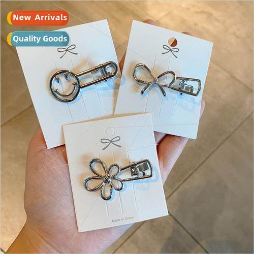 metal smiley hair clips versatile flowers bow clip headdress