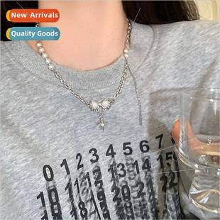 Pearl Necklace Women Double Accessories Bow che Collar Heart