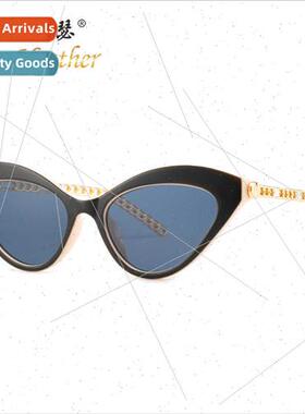 New small frame sunglasses 3201 Europe cat eye chain sunglas