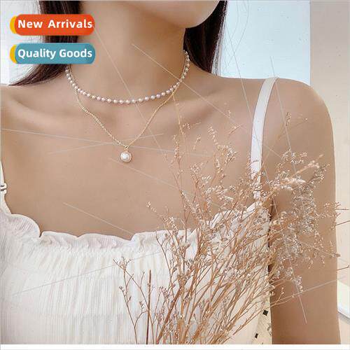 New spring summer fashion simple necklace niche double pearl