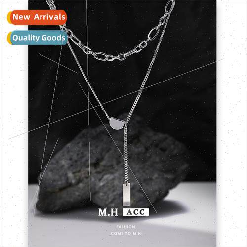 Geometric Stacking Necklace Women mple Sweater Chain Winter