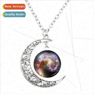 top pend the moon necklace full dark glass New round glow