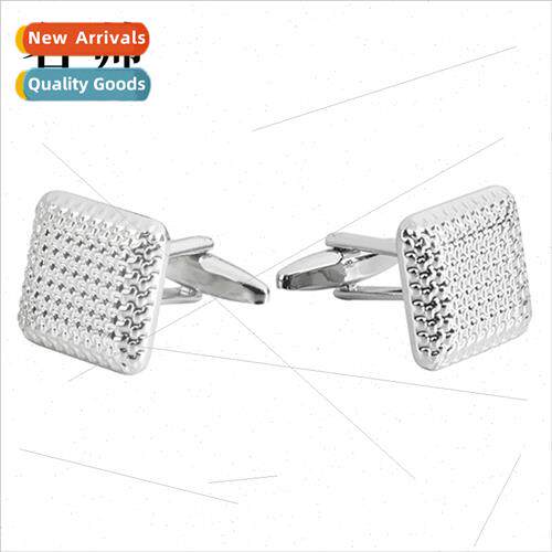 mple square metal floral cufflinks electroplated silver men