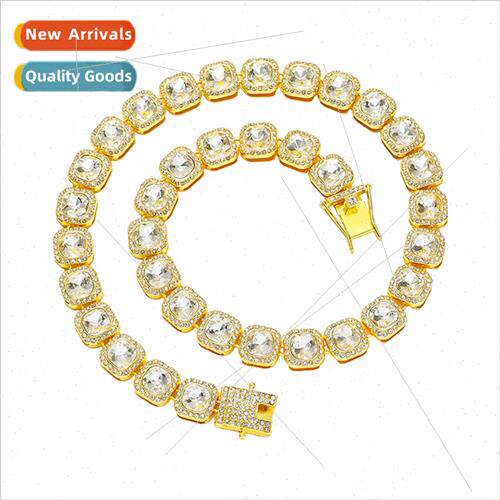 Europe new hip-hop square rhinestone necklace men set dance