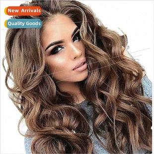 bangs syn long brown waves big whout hair curly fluffy Women