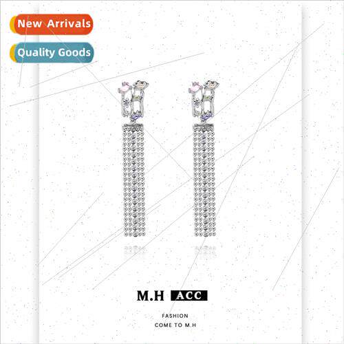 Color zirconium hollow s925 earrings female niche long tasse
