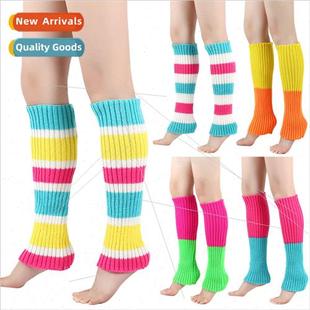 Sock Covers Fluorescent Colorful Leg Knted Women Warm Woolen