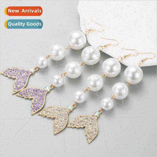 Ins wind fashion alloy pearl creative fish bone earrings fem