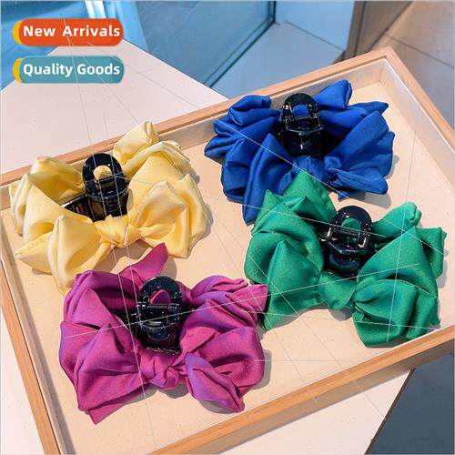 Korea retro  double colorful bow back head hair grip