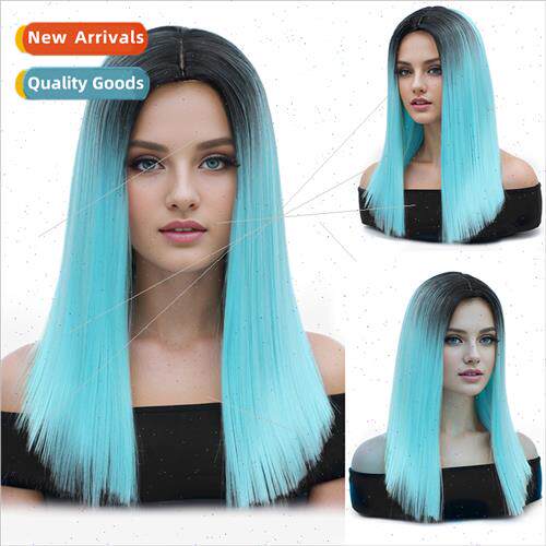 Easter Christmas Colorful Medium Green Gradient Short Bob Ha
