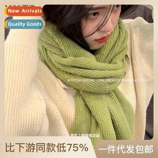 winter new couple scarf stud female 2023 color Korean solid