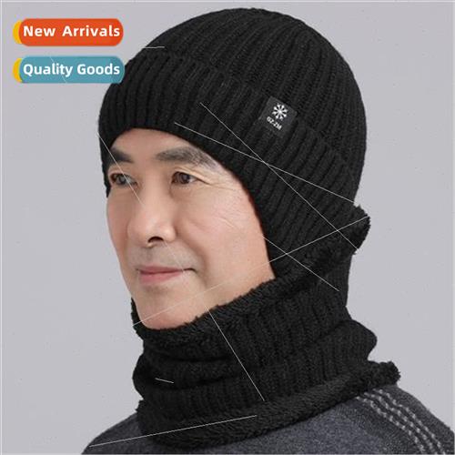 Winter hat Warm ear protection neck set knted old man dad ha
