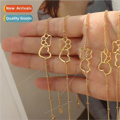Gold-plated cute  love footprints bracelet campus small girl