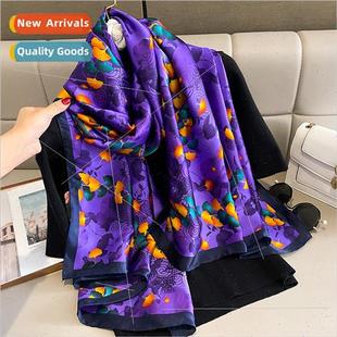 scarf women warm biloba neck fashion silk winter Ginkgo fall
