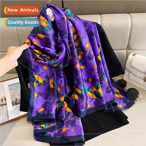 Ginkgo biloba silk scarf women fall winter fashion warm neck