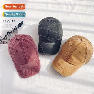 female Korean color tongue basebal solid cap washed Duck ins