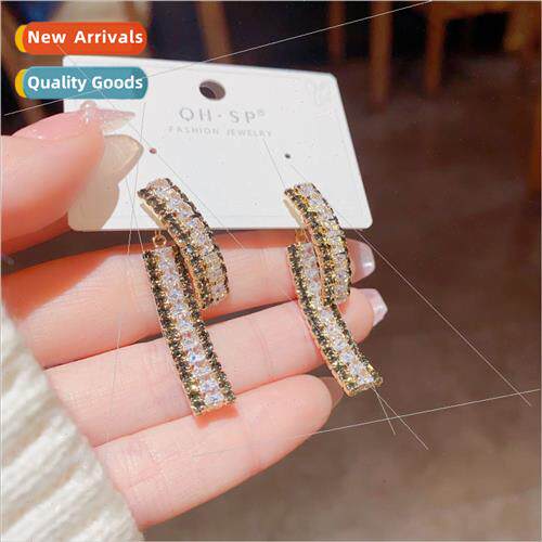 zirconia two wear arc earrings s925 silver pin niche premium