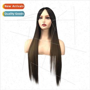 Long Head Eight Bangs Dyed Wig Cover Matte Rose Women Web