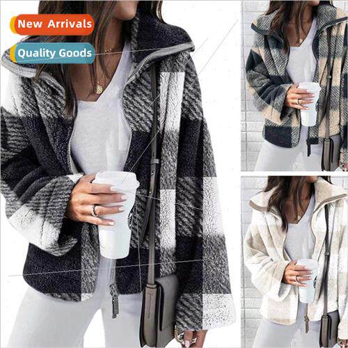 2022 fall winter new shrimp skin double-sided plush plaid ja