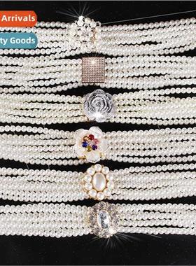 Elegant four rows pearl belt decorated retro Hanfu accessori