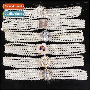 Elegant four rows pearl belt decorated retro Hanfu accessori